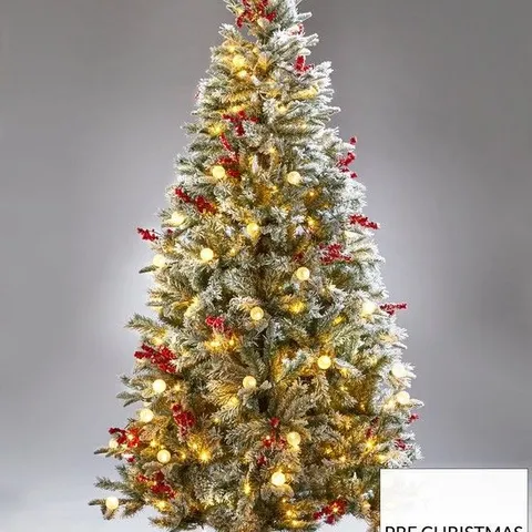 BOXED 6FT VERMONT FLOCKED PRE-LIT MIXED TIPS CHRISTMAS TREE - COLLECTION ONLY