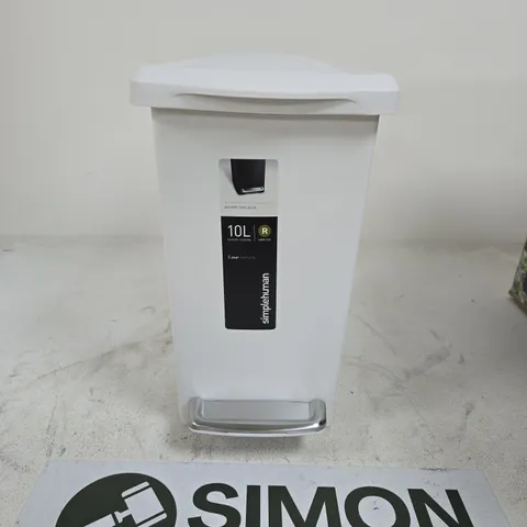 SIMPLEHUMAN 10L PEDAL BIN – WHITE