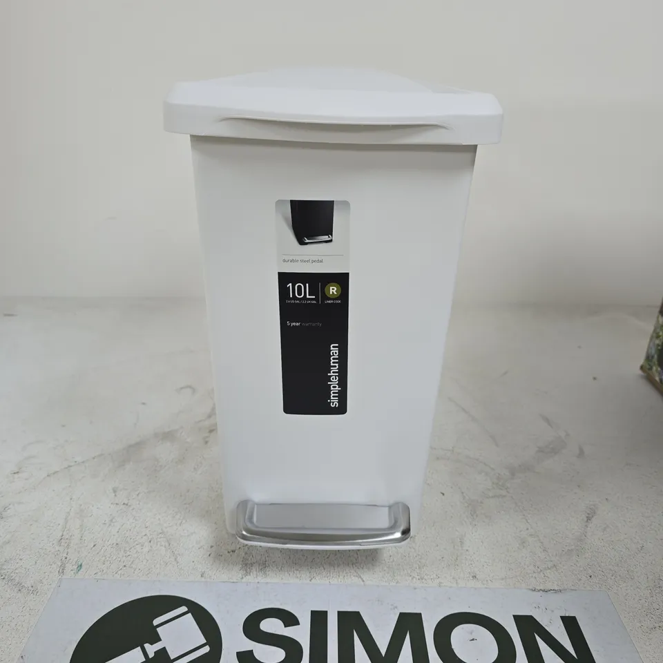 SIMPLEHUMAN 10L PEDAL BIN – WHITE