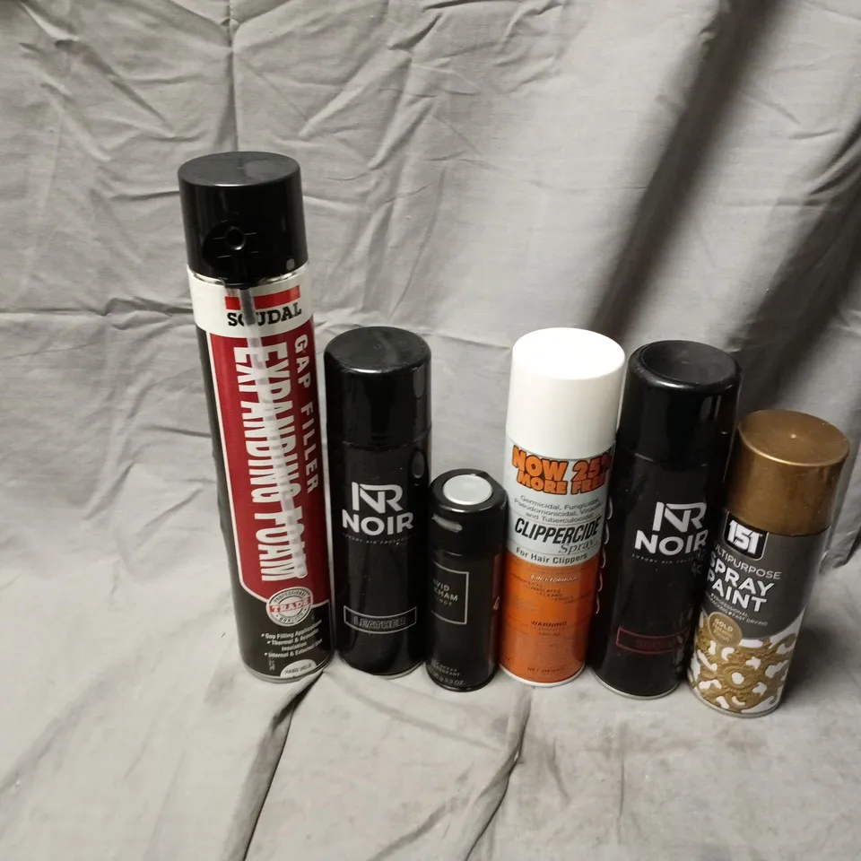 APPROXIMATELY 12 ASSORTED AEROSOLS TO INCLUDE NOIR AIR FRESHENER, DAVID BECKHAM INSTINCT, CLIPPERCIDE SPRAY, ETC - COLLECTION ONLY