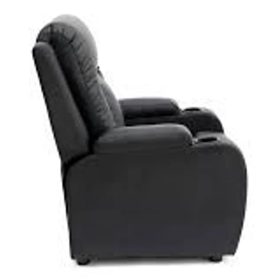 BOXED BLACK FSUX LEATHER PUSH BACK RECLINING EASY CHAIR (1 BOX)