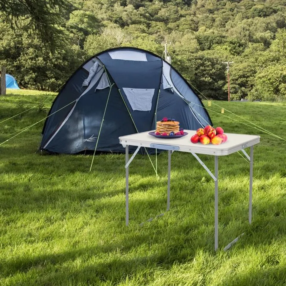 BOXED 70CM PLASTIC RECTANGULAR PORTABLE TABLE