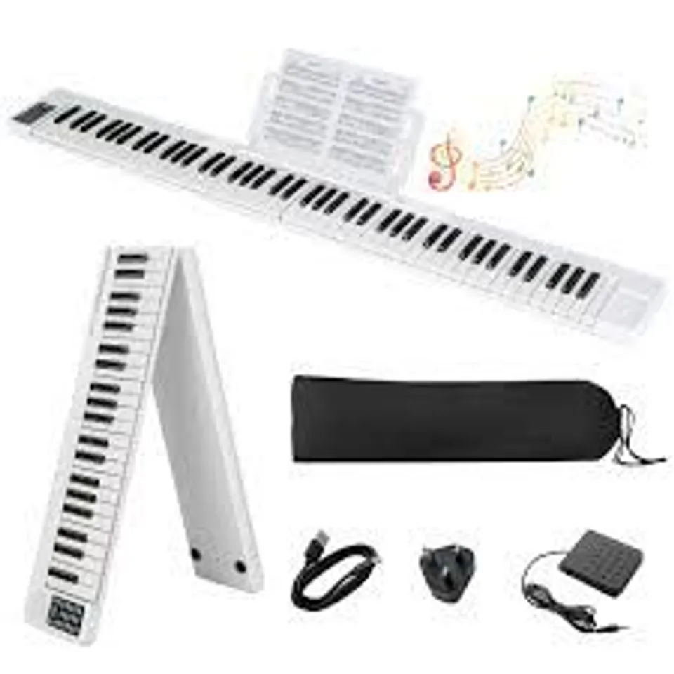 BOXED COSTWAY FOLDABLE 88-KEY DIGITAL PIANO FOR BEGINNERS, KIDS, ADULTS - WHITE