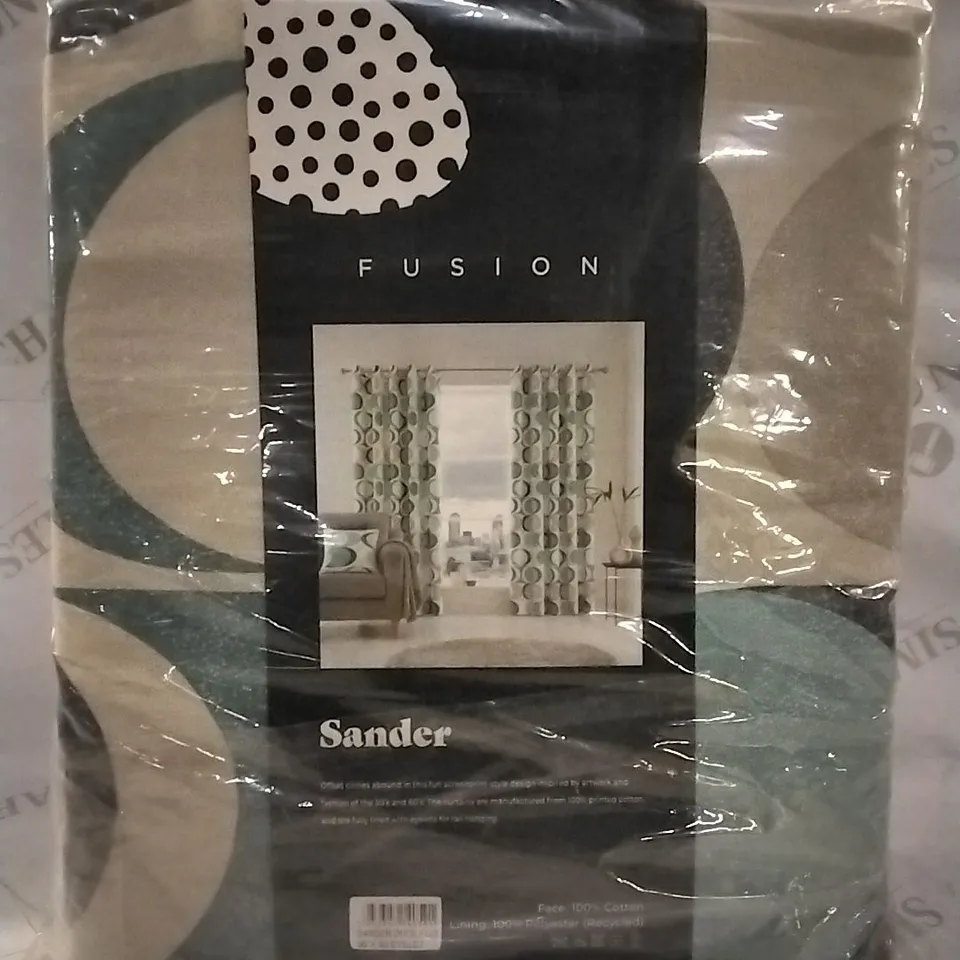 BAGGED FUSION POLYESTER EYELET CURTAINS - SANDER - 228X228CM APPROXIMATELY