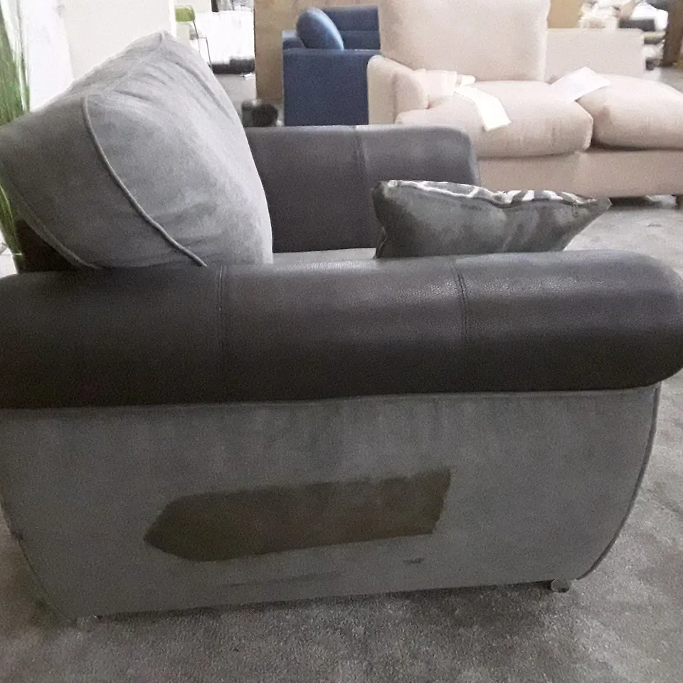 QUALITY DESIGNER ARMCHAIR - GREY/BLACK FABRIC 