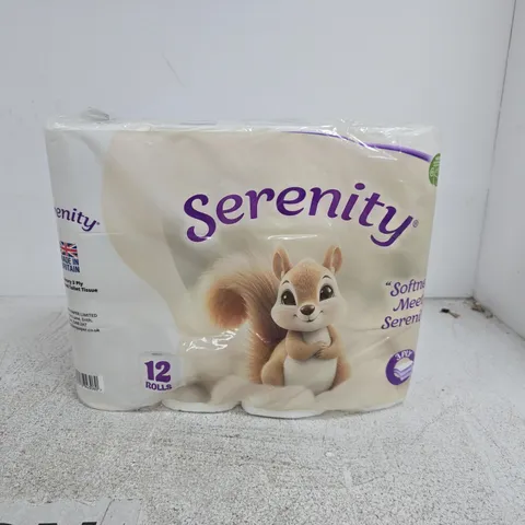 SERENITY 12 ROLL PACK LUXURY 3 PLY EMBOSSED TOILET TISSUE