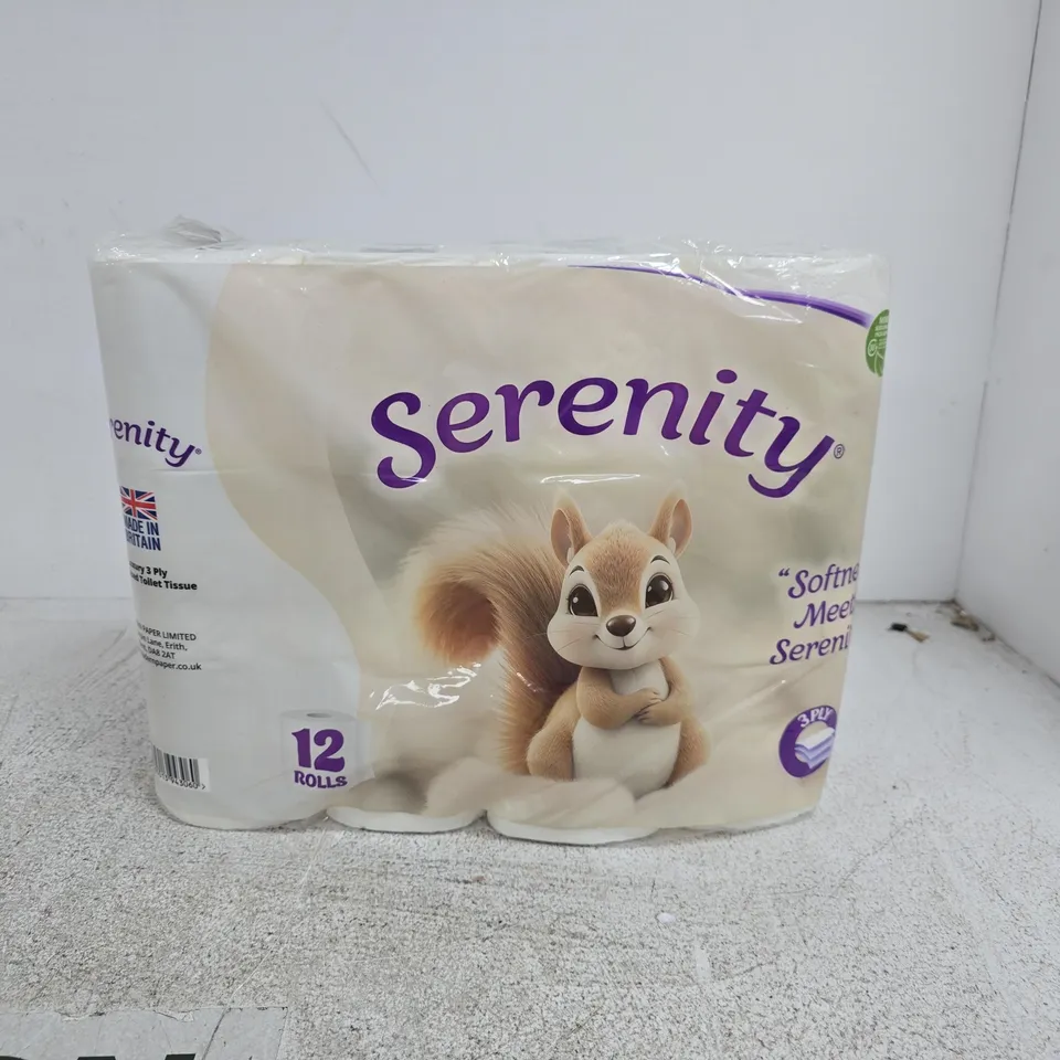 SERENITY 12 ROLL PACK LUXURY 3 PLY EMBOSSED TOILET TISSUE