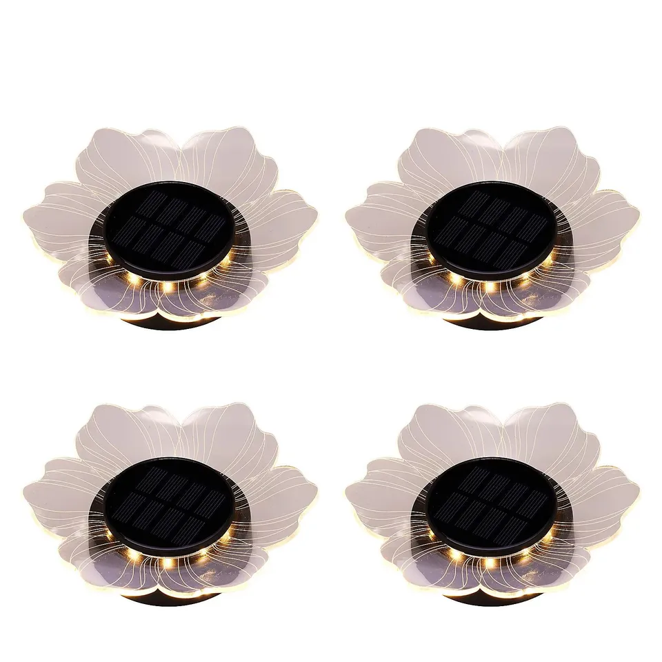GARDEN REFLECTIONS SET OF 4 COLOUR CHANGING SOLAR ACRYLIC FLOWER LIGHTS
