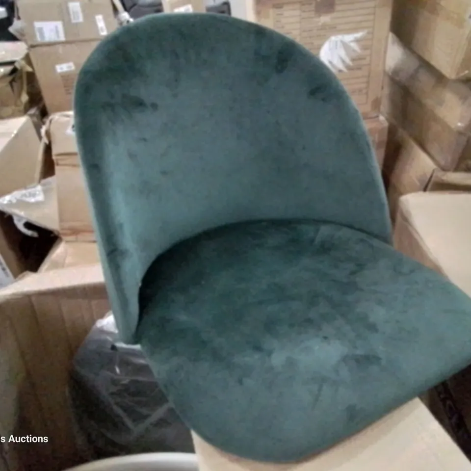 BOXED SET OF 2 DARK GREEN VELVET DINING CHAIRS