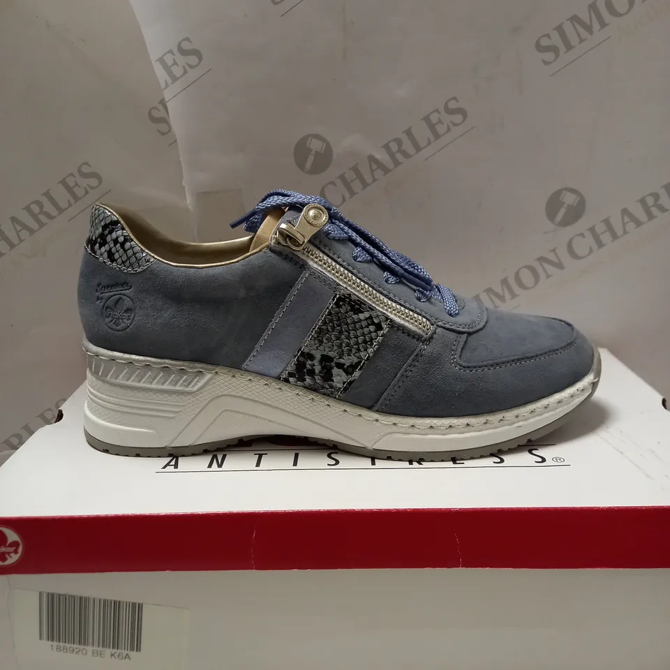 RIEKER BLUE SPORT ZIP DETAIL TRAINERS - SIZE 6.5