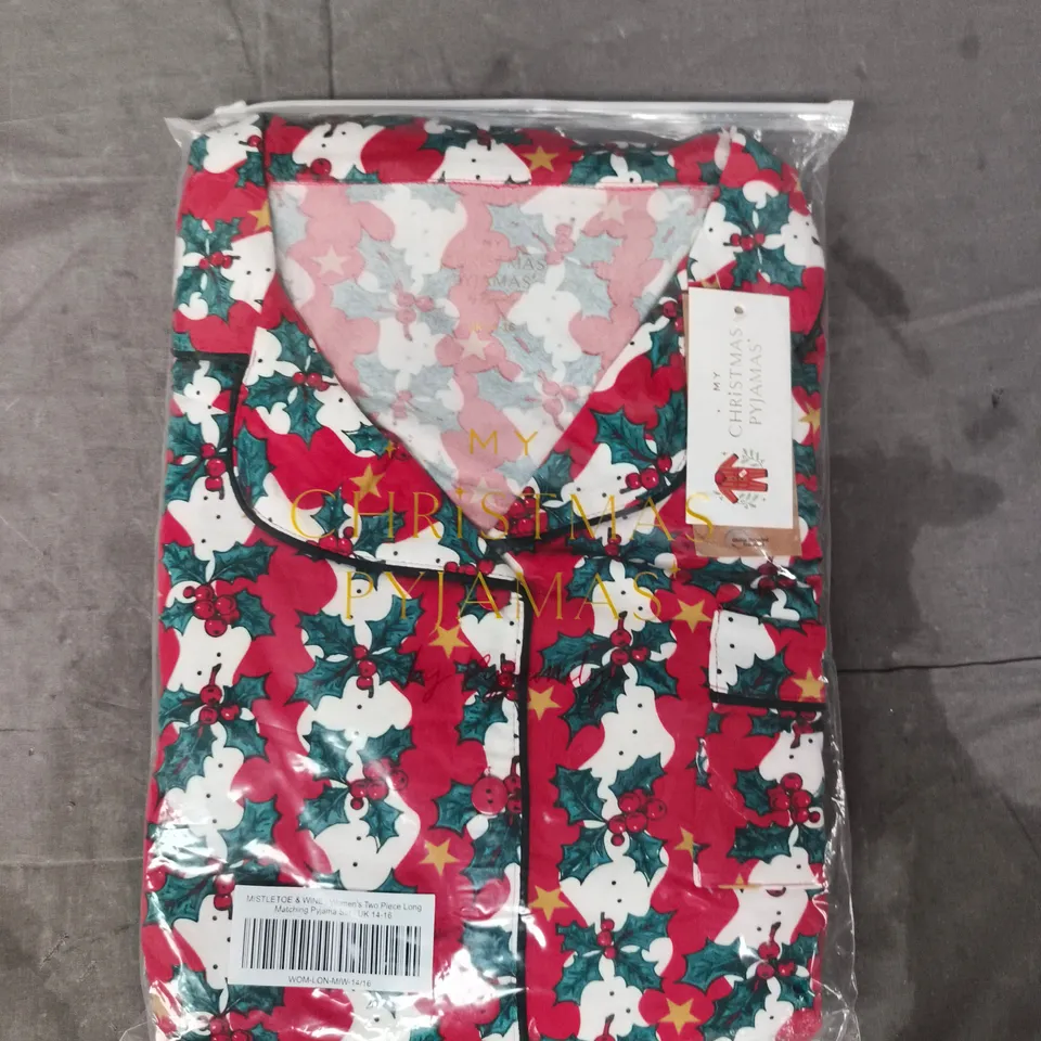 MISTLETOE & WINE WOMEN'S TWO-PIECE LONG MATCHING PYJAMA SET SIZE UK 14-16