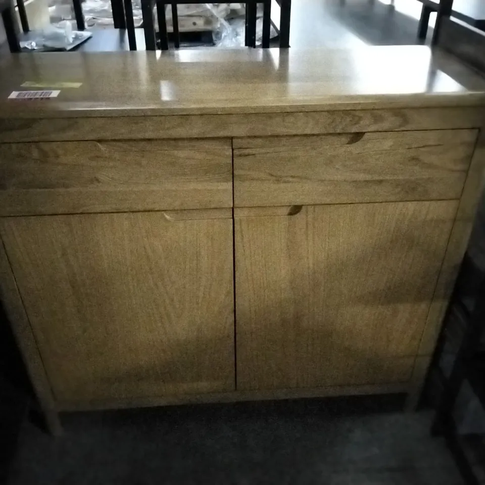 REMI 90CM WIDE 2 DRAWER OAK SOLID WOOD SIDEBOARD