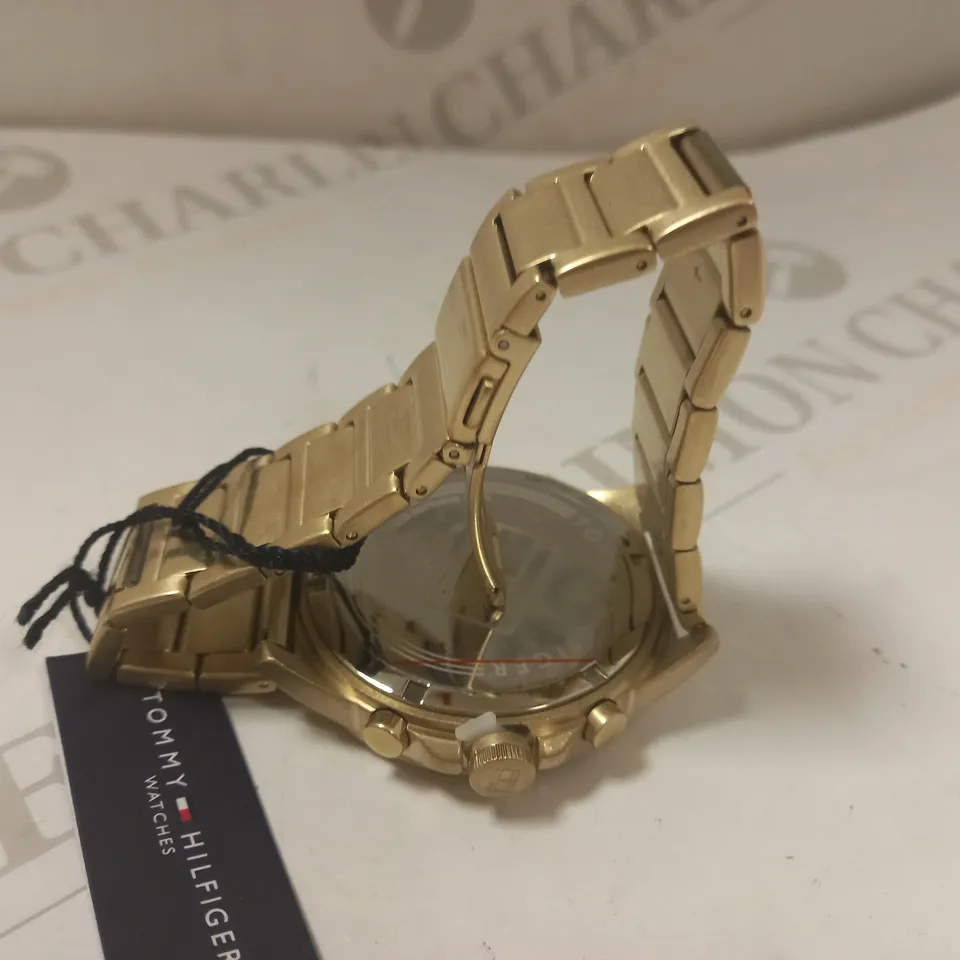 TOMMY HILFIGER HARLEY BLACK DIAL GOLD TONE BRACELET WATCH RRP £219