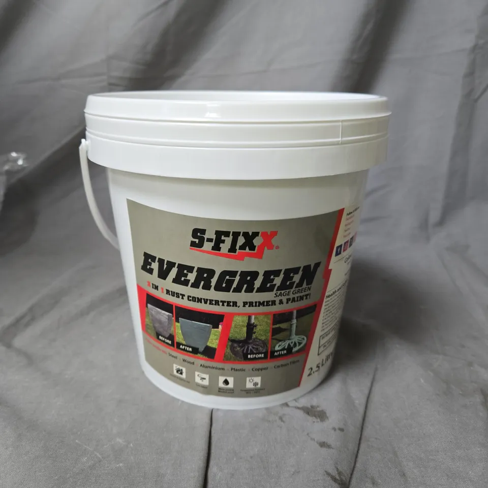 S-FIXX EVERGREEN 3 IN 1 RUST COVERTER, PRIMER AND PAINT SAGE GREEN 2.5L