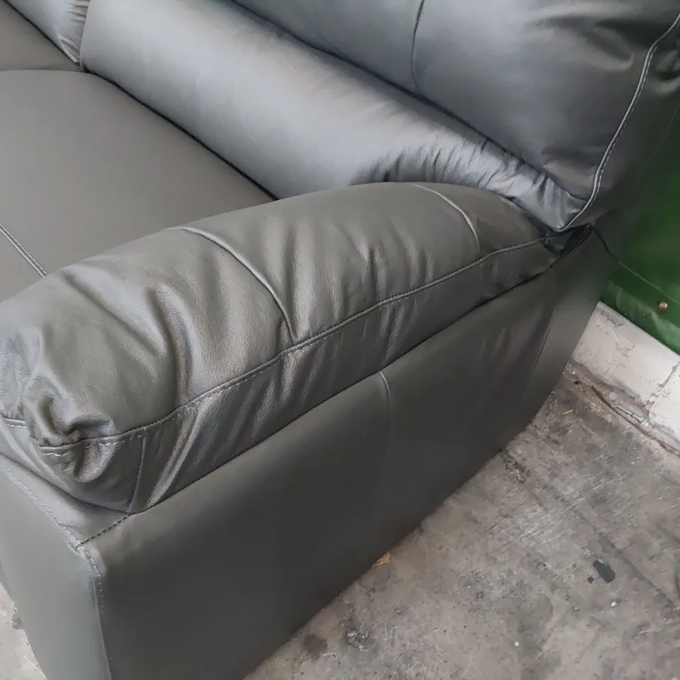 DESIGNER THREE SEATER SOFA GREY LEATHER 