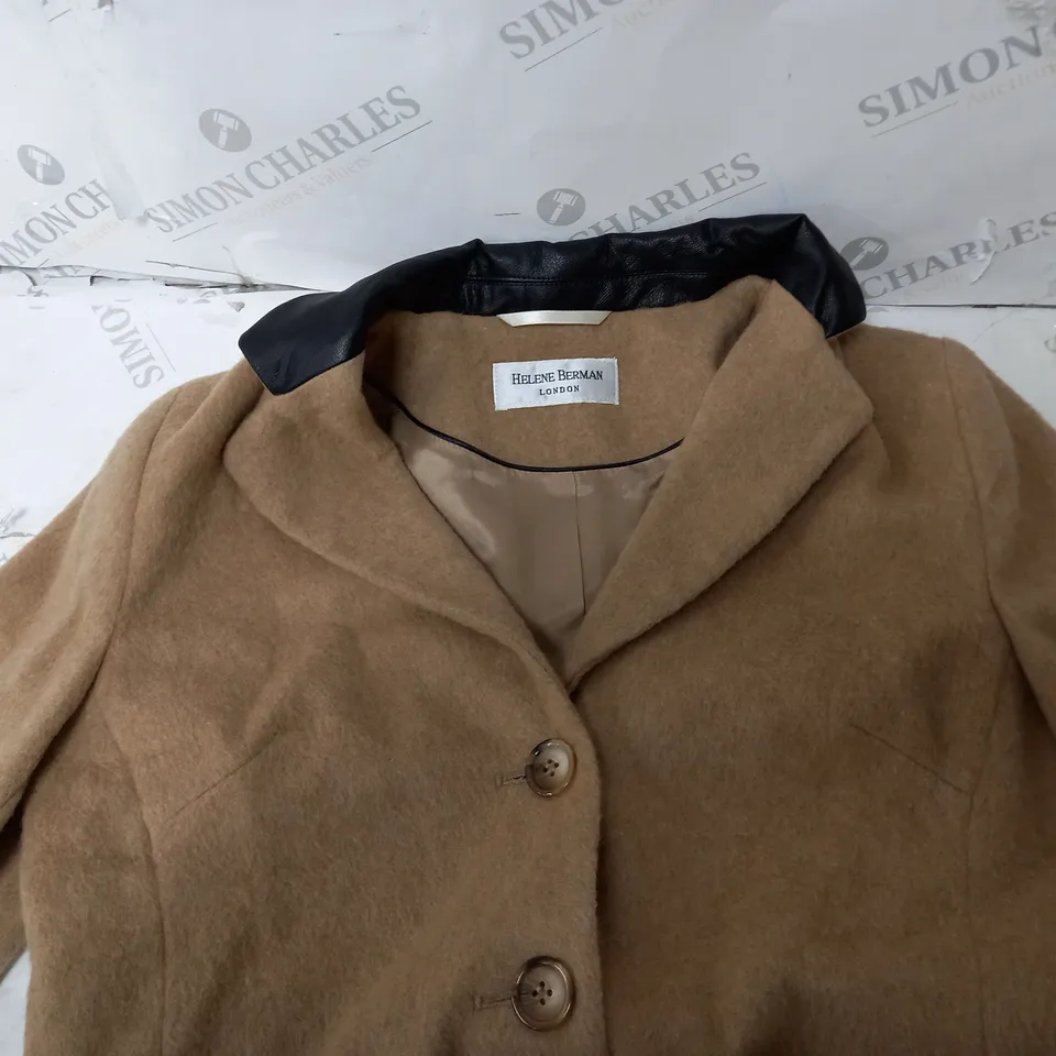 HELENE BERMAN LONG COLLEGE COAT BROWN SIZE 10