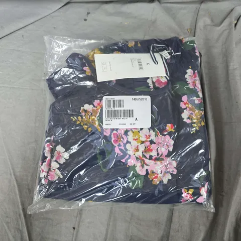 BAGGED JOULES ELODIE ROUND NECK DRESS IN NAVY FLORAL - SIZE 14