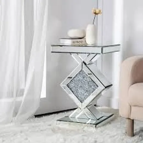 BOXED SHYFOY SILVER PEDESTAL ACCENT TABLE FOR HOME DECORATION, MIRRORED FINISH (1 BOX)