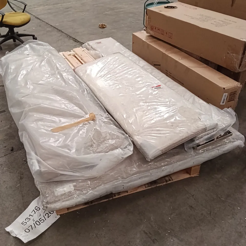 BED FRAME AND HEADBOARD (5 PARTS) - GREY 