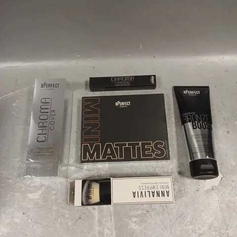 BPERFECT LOT OF 5 ASSORTED COSMETIC PRODUCTS TO INCLUDE - MINI MATTERS PALETTE - CHROMA COVER SOFT FILTER FOUNDATION IN N1 - CHROMA LIQUID CONCEALER - ETC