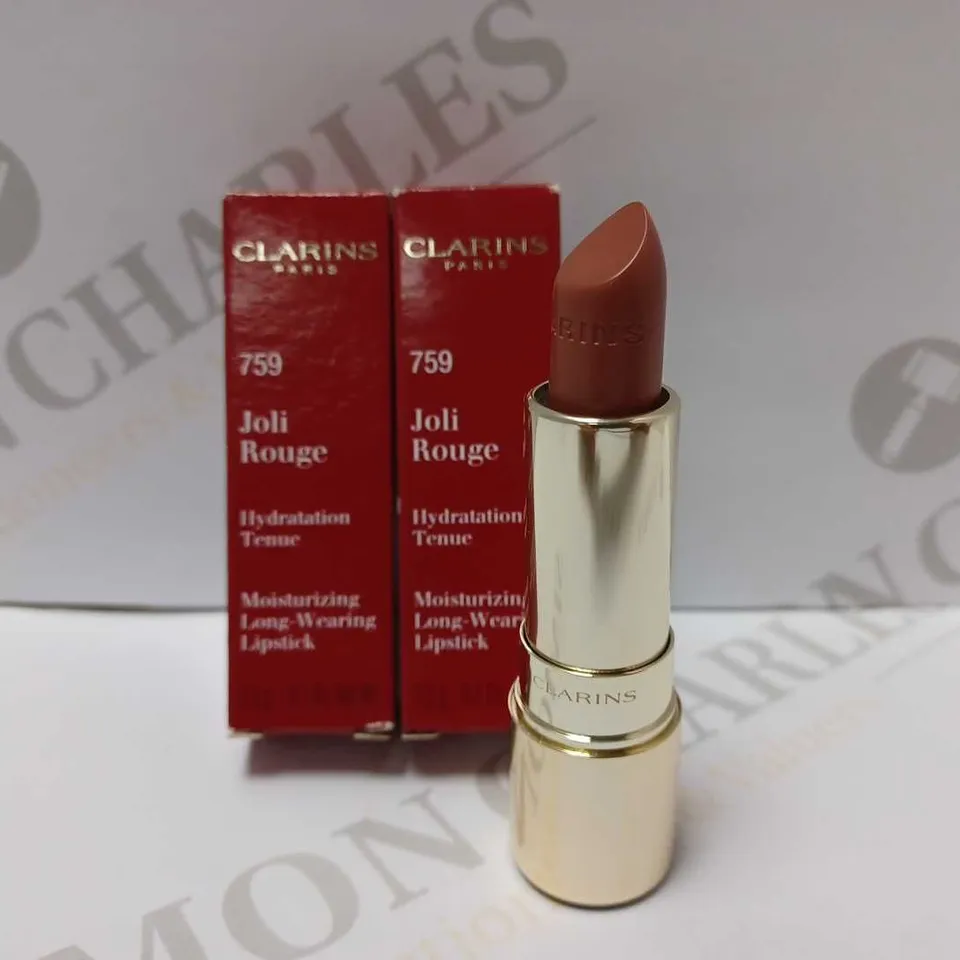 LOT OF 2 CLARINS JOLI ROUGE LIPSTICKS - #759 WOODBERRY
