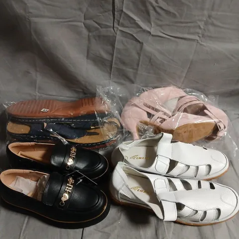 BOX OF APPROXIMATELY 15 PAIRS OF ASSORTED SHOES IN VARIOUS COLOURS, STYLES AND SIZES