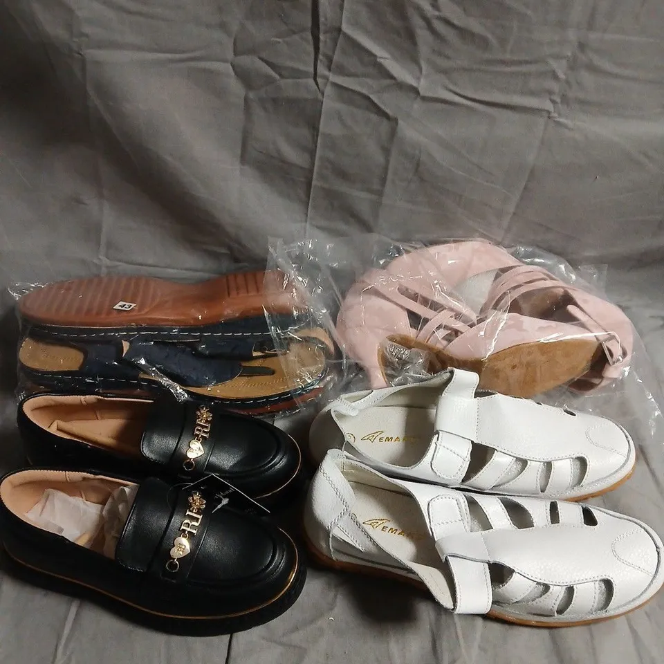 BOX OF APPROXIMATELY 15 PAIRS OF ASSORTED SHOES IN VARIOUS COLOURS, STYLES AND SIZES