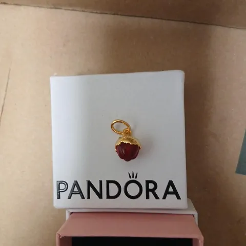 PANDORA GOLD-TONE CHARM WITH RED GEMSTONE