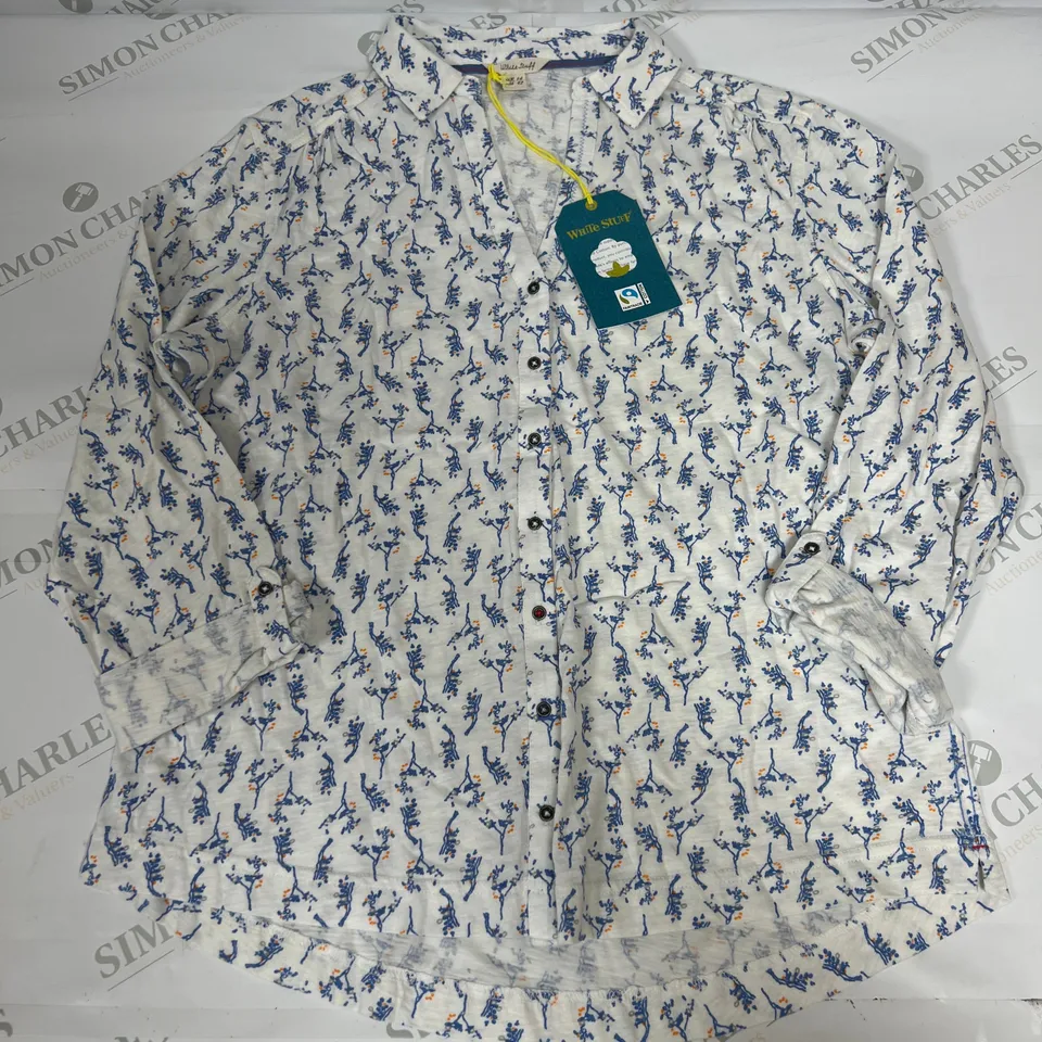 WHITE STUFF ANNIE JERSEY SHIRT IN WHITE SIZE 14