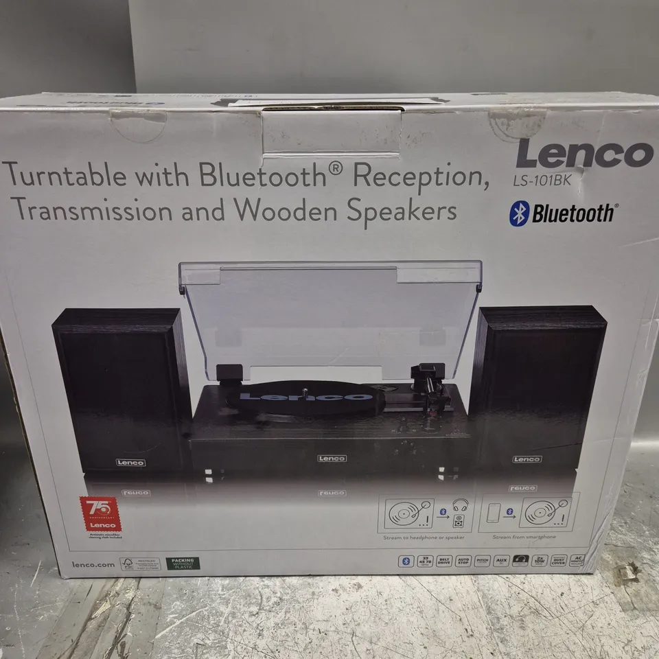 BOXED LENCO BLUETOOTH TURNTABLE WITH SPEAKERS 
