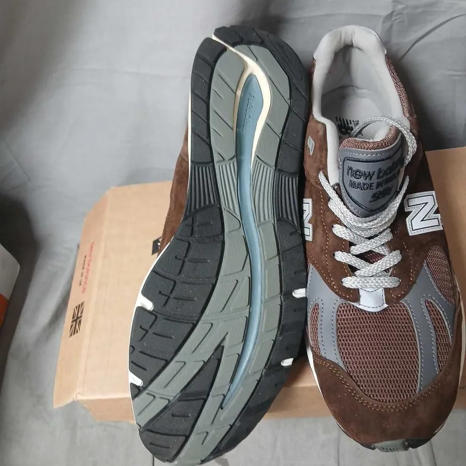 NEW BALANCE TRAINERS - BROWN/GRAY SUEDE MESH, UK 11.5 (US 12)