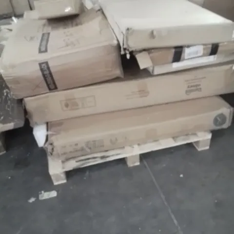 PALLET OF ASSORTED HOUSEHOLD GOODS AND PRODUCTS TO INCLUDE;SUN LOUNGER,TV WALL MOUNT,CHEST OF DRAWERS