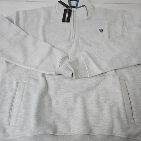 CHARLES NORTON MEN'S CONTRAST 1/4 ZIP SWEAT SHIRT, BLEACH - SIZE 2XL