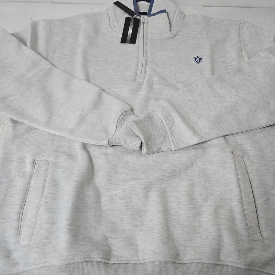 CHARLES NORTON MEN'S CONTRAST 1/4 ZIP SWEAT SHIRT, BLEACH - SIZE 2XL 