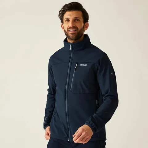REGATTA MENS MOUTDALE WATERPROOF SOFTSHELL JACKET NAVY MEDIUM TAGGED