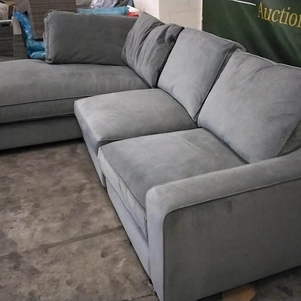 QUALITY DESIGNER LOUNGE CO IMOGEN CORNER SOFA WITH CHAISE END IN GREY VELVET