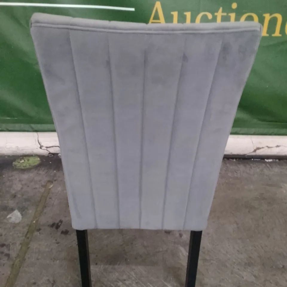 SALISBURY GREY VELVET DINING CHAIR WITH BLACK LEGS