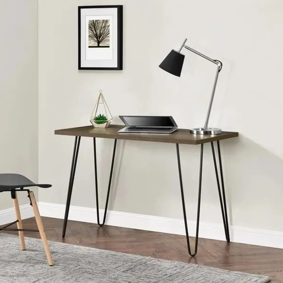 BOXED OWEN RETRO DESK WHETHERED OAK  