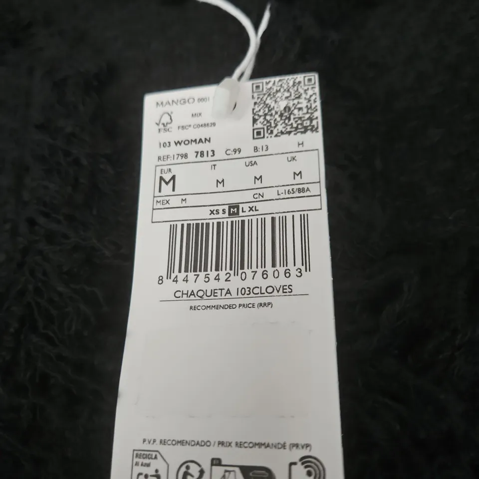 MANGO MNG WOMEN'S BLACK BOUCLÉ JACKET – SIZE M