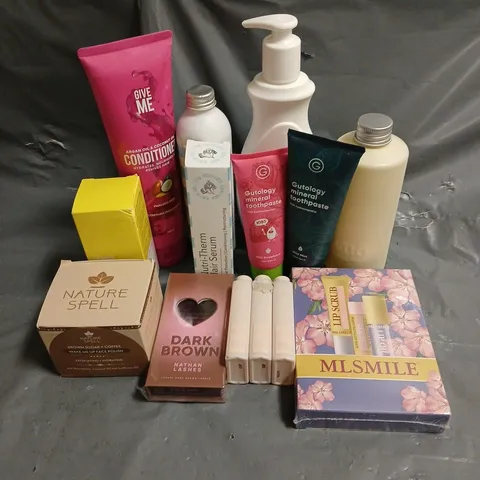 APPROXIMATELY 20 ASSORTED HEALTH & BEAUTY PRODUCTS TO INCLUDE - ESTRID REFILLABLE ANTIPERSPIRANT, GUTOLOGY TOOTHPASTE, PALMER'S COCOA BUTTER, ETC