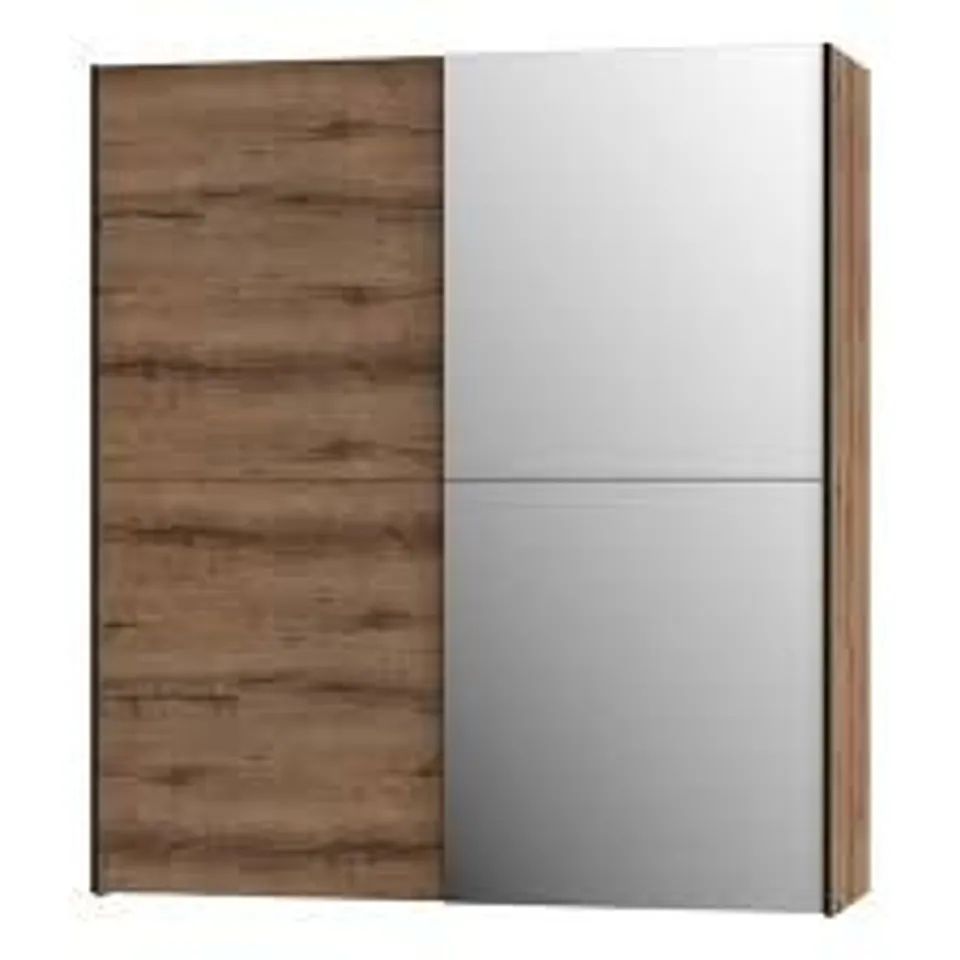 BOXED SLIDING WARDROBE WITH MIRROR 170cm - OAK (5 BOXES)
