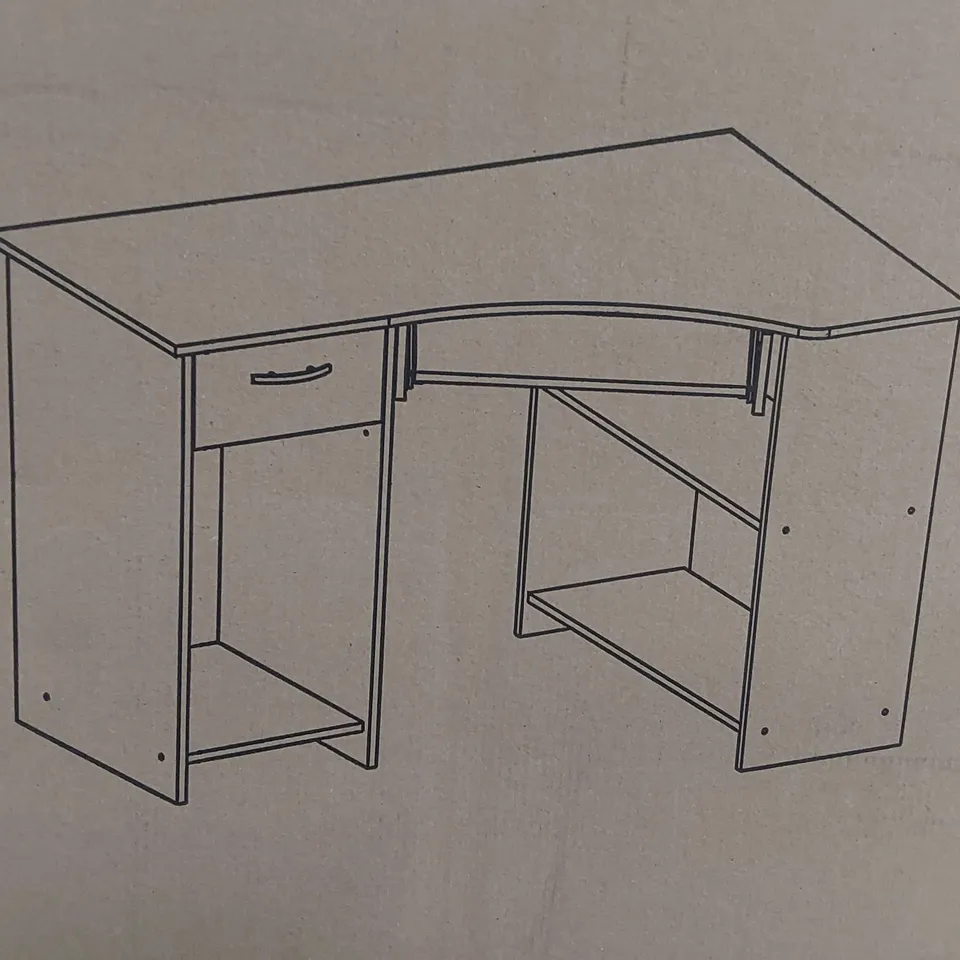 BOXED FMD FURNITURE DESK WITH STORAGE IN NATURAL WOOD FINISH (1 BOX)