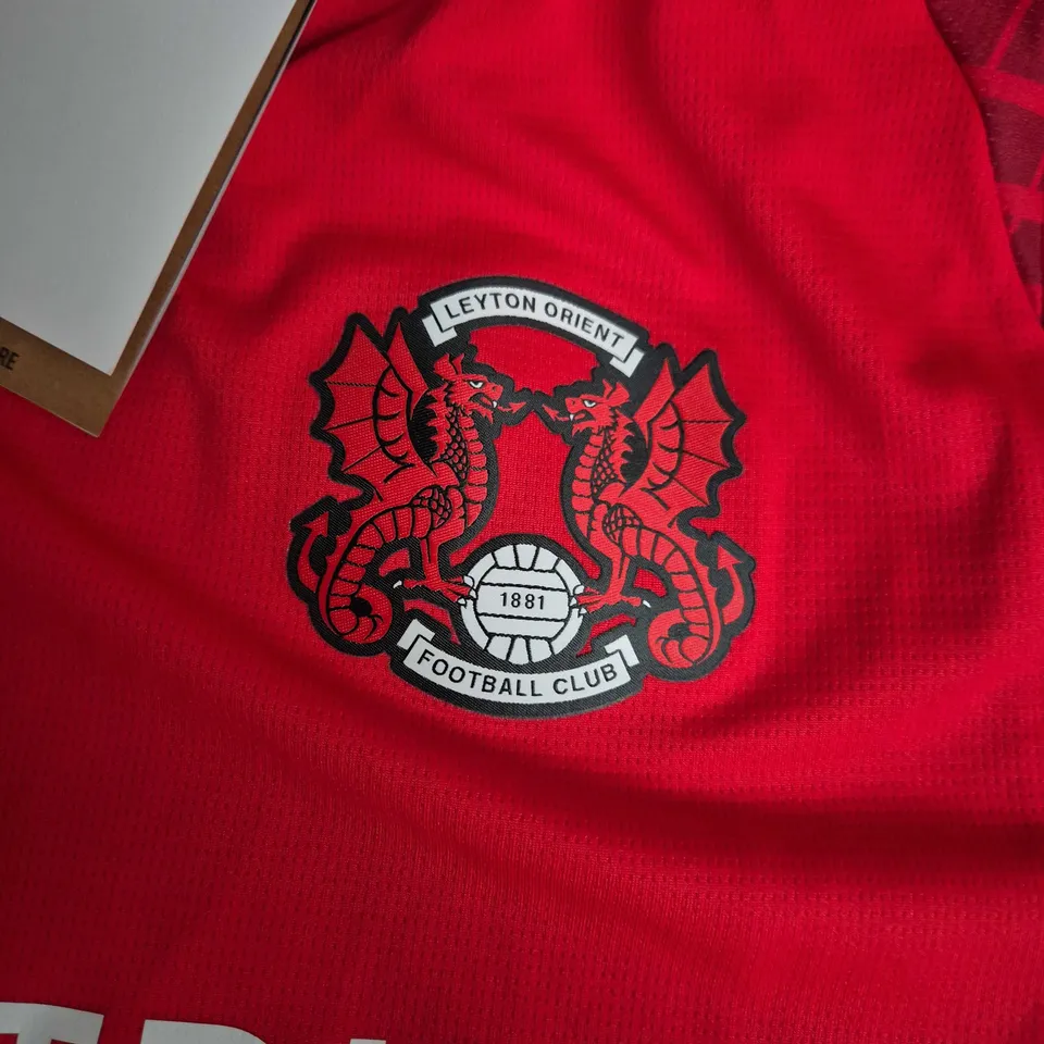 LEYTON ORIENT FC HOME SHIRT – ADULT LARGE – RED (PUMA) WITH EASTDIL SECURED SPONSOR
