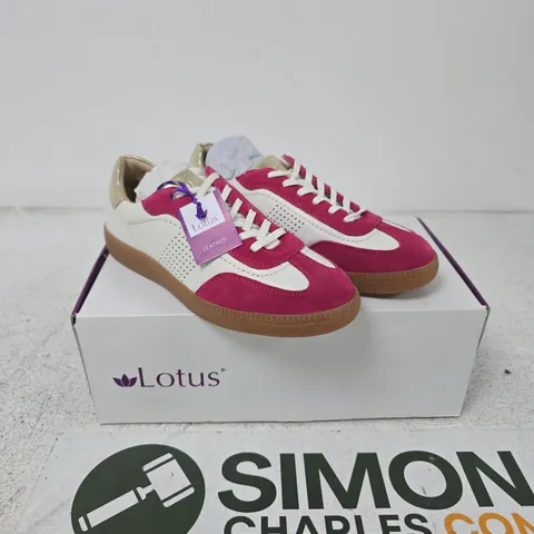 LOTUS PINK/MULTI LEATHER TRAINERS – UK 3 