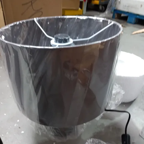 QUINN TABLE LAMP GLASS C/W GREY SATIN SHADE