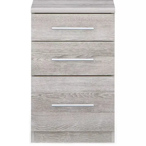 BOXED PRAGUE 3 DRAWER BEDSIDE CABINET - GREY