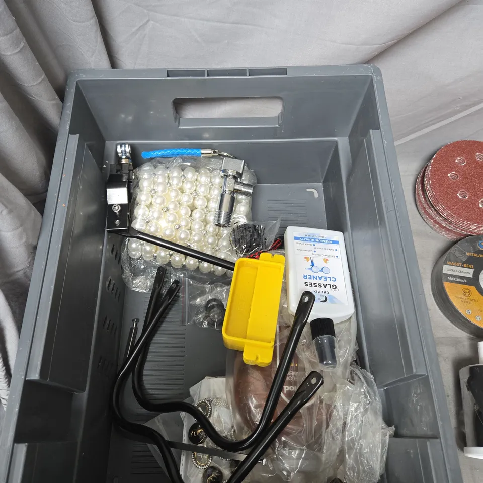 APPROXIMATELY 10 Assorted workshop accessories and household items.