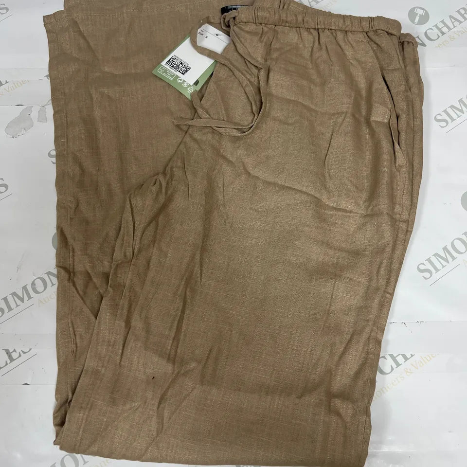 H&M DRAWSTRING WIDE TROUSERS IN BEIGE SIZE S