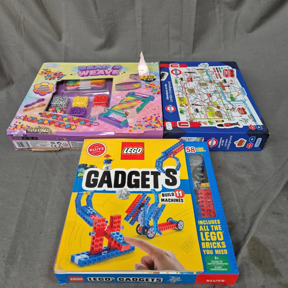 LARGE BOX OF ASSORTED TOYS AND GAMES TO INCLUDE TEDDIES, LEGO GADGETS AND JIGSAW