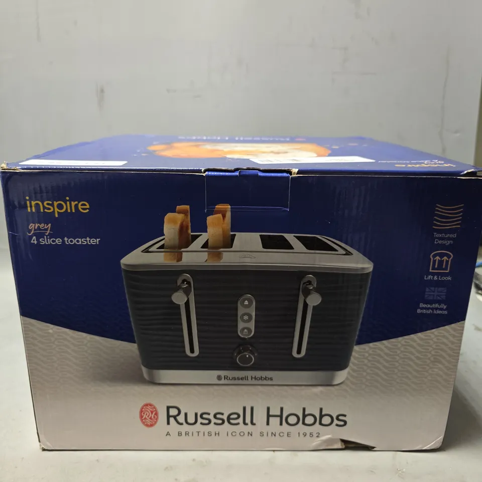 BOXED RUSSELL HOBBS INSPIRE GREY 4 SLICE TOASTER 